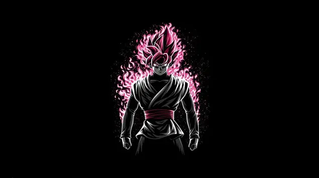 Goku With Pink Hairs And Fire 