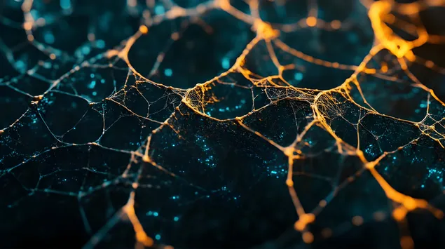 אינטרנט פרקטל מוזהב עם טקסטורות מתכתיות 8K טפט