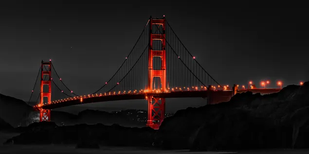 Golden Gate Bridge in het donker 's nachts download