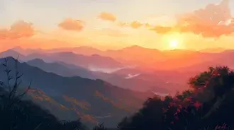 골든 호라이즌: 장엄한 산맥 위로 펼쳐지는 고요한 일출 8K 배경화면