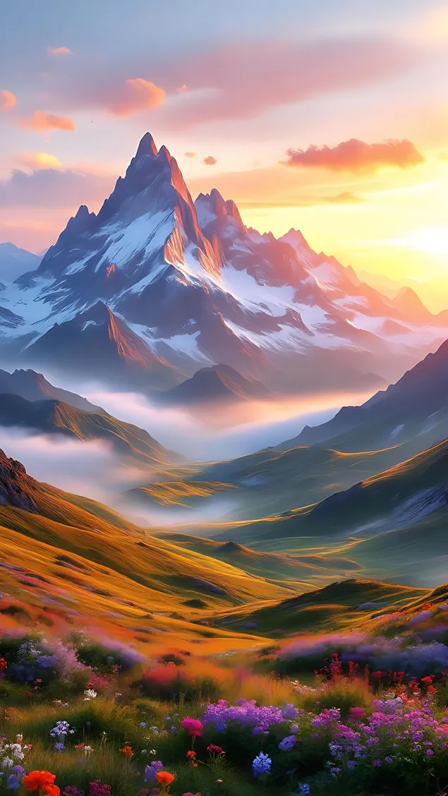 Pejzaž planinskih vrhova Zlatnog sata 2K pozadina