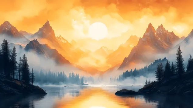 Majat e Artë: Një Udhëtim Përmes Peizazheve Majestike Malore 2K sfond