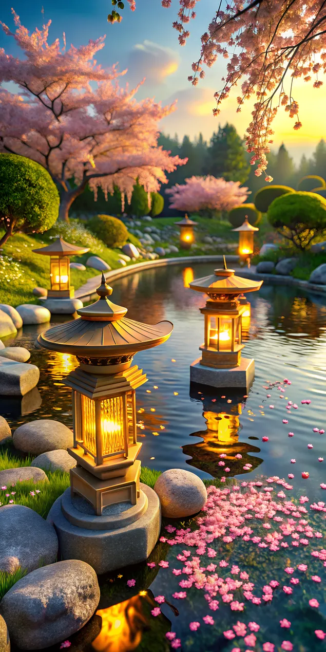 golden sunset over the lake, spring season download