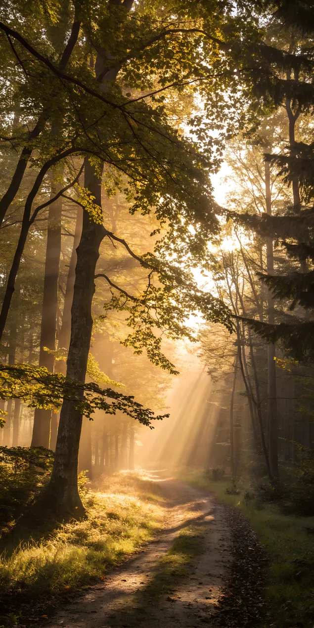 Златен спокој, Сончево расчистување во густа шума 2K тапет