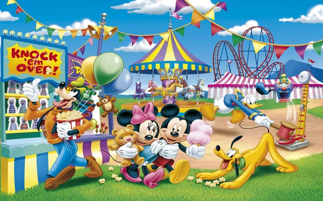 Goofy mickey mouse op de kermis 2K achtergrond