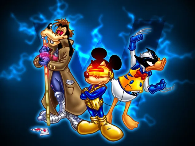 Goofy mickey mouse donald duck madeliefje 2K achtergrond