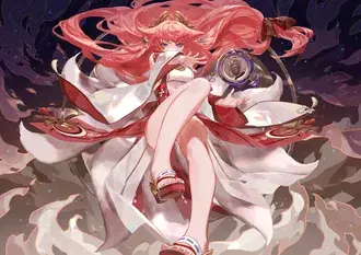 Magnífica chica de anime Yea Miko poderes imparables | Impacto Ganshin 2K fondo de pantalla