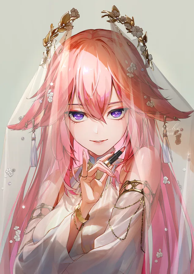 ผู้หญิงอะนิเมะ Gorgeous Yae Miko | เก็นชิน อิมแพ็ค 2K วอลเปเปอร์