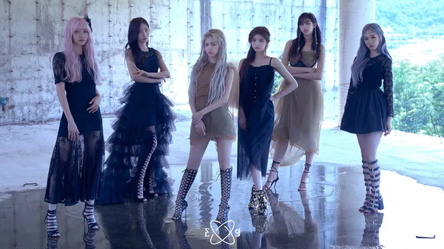 Krāšņi 'Everglow' (K-Pop Band) dalībnieki 4K fona tapete