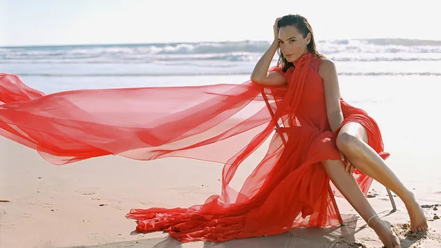 Wunderschöne 'Gal Gadot' im roten Kleid | Vanity Fair-Fotoshooting 4K Hintergrundbild