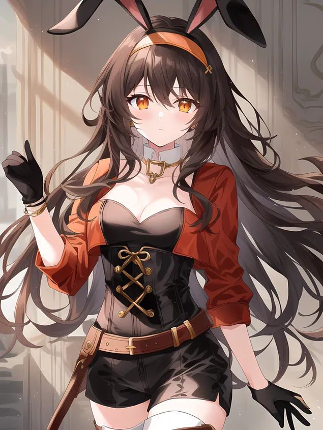 Tapeta Nádherná dívka Amber hezké hnědé oči | Ganshin dopad 2K