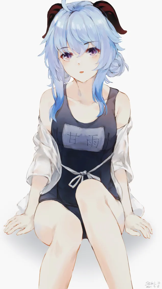 Прекрасна девојка Ганиу фаде лоок | Генсхин Импацт 2K позадина