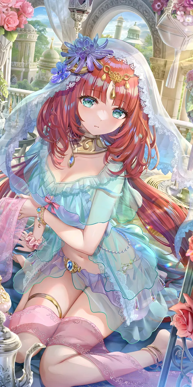 Wunderschönes Mädchen Nilou mit hübschen blauen Augen | Genshin Impact 2K Hintergrundbild