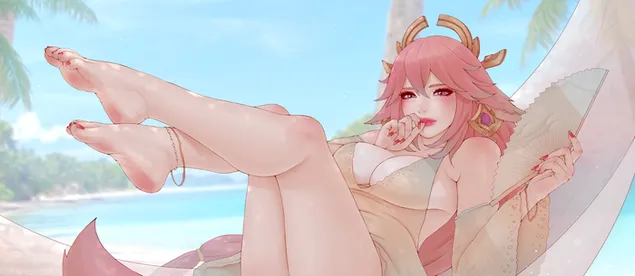 Yae Miko สาวอะนิเมะที่งดงามและร้อนแรง | เก็นชิน อิมแพ็ค 4K วอลเปเปอร์