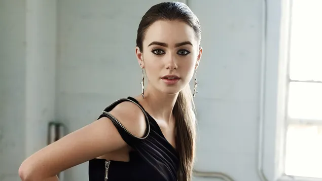 Hình nền 'Lily Collins' lộng lẫy trong bộ váy đen 4K