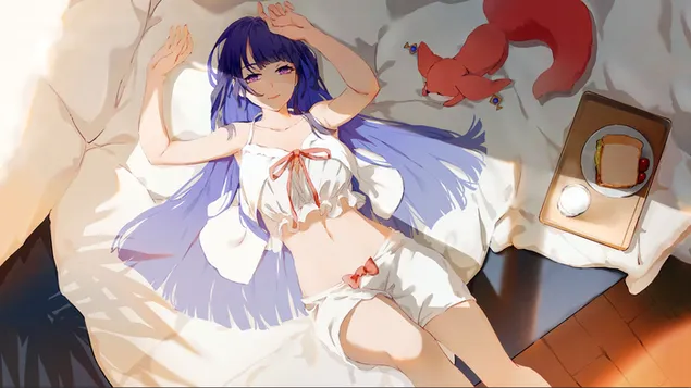 chudoviy rayden s'ogun spovil'nyuiet'sya nad lizhkom iz vidkritim volossyam | genshin impact zavantazhiti