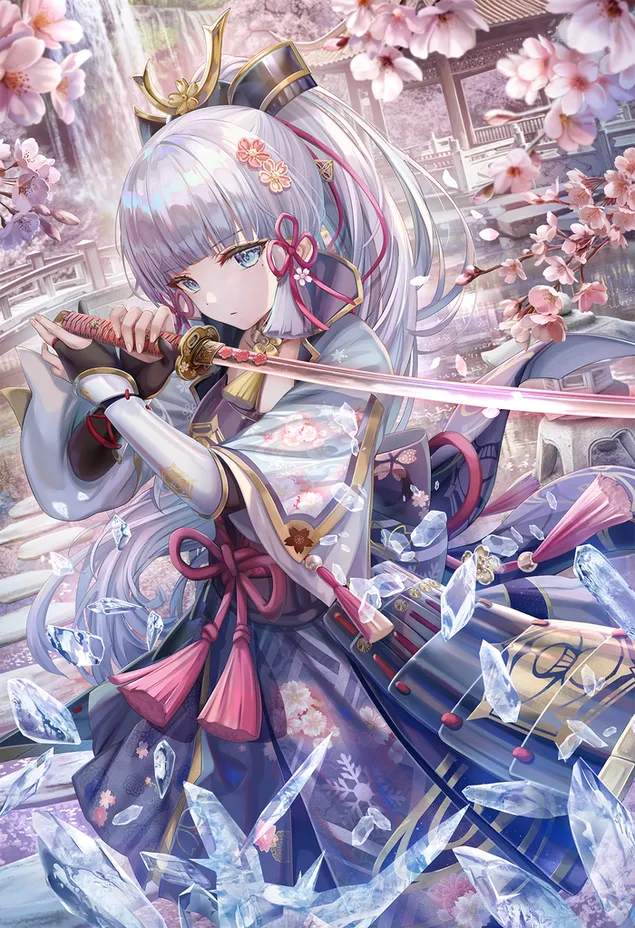 preciosa noia preocupada en kimono | genshin impact baixada