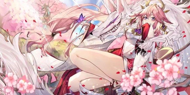 Yae Miko ผมยาวสีชมพูสุดสวย | เก็นชิน อิมแพ็ค 4K วอลเปเปอร์