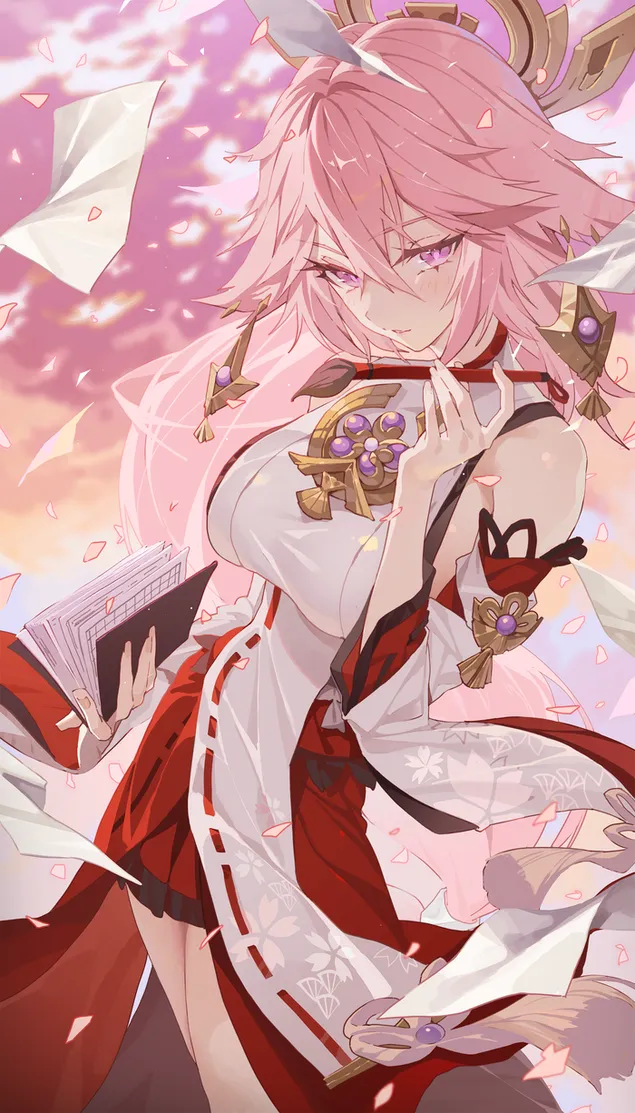 رائع نعم ميكو تقرأ كتابها الضخم | تأثير جانشين HD خلفية