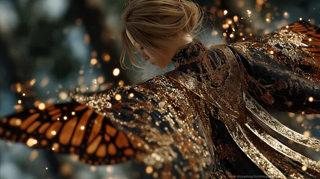 siro perhosvelho kultaisine siivin ja mystisella valolla lataa