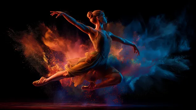 ballarina elegant suspesa a l'aire enmig de la pols vibrant baixada