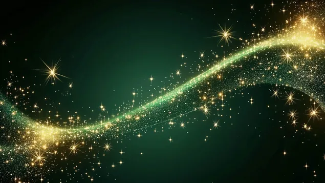 ลวดลายสีเขียวอันสง่างามพร้อมดวงดาวระยิบระยับบนผืนผ้าใบสีเข้ม HD วอลเปเปอร์