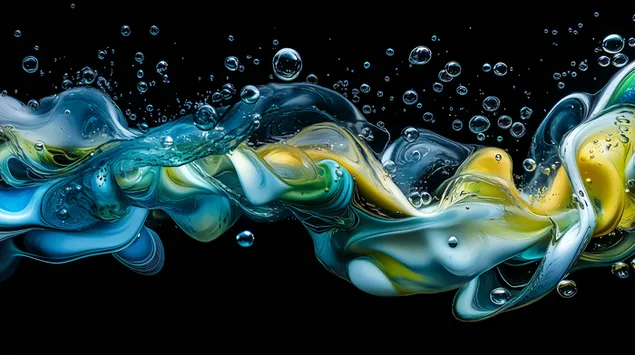 Anmutige Bewegung von Blasen in hellen Farbverläufen 8K Hintergrundbild