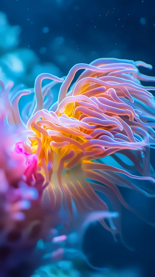 levizja e kendshme e nje anemoneje te ndritshme te oqeanit shkarkim