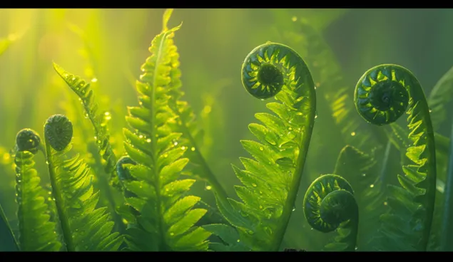 Tapeta Pôvabné rozvinutie jemných lístkov vo sviežej zelenej paprade 8K