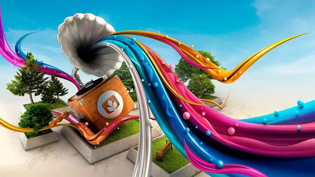 แผ่นเสียง 3d เพลง 2K วอลเปเปอร์