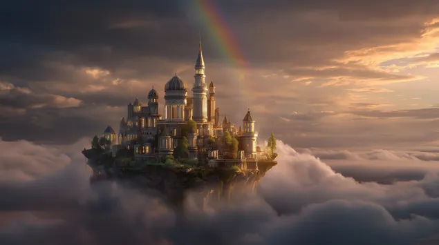 Veliki nebeski dvorac: Plutajuće kraljevstvo fantazije s dugom 2K pozadina