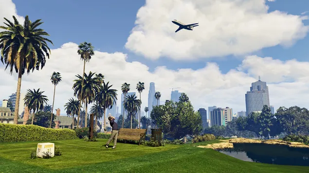 Grand theft auto v - gholfaktiwiteit 4K muurpapier