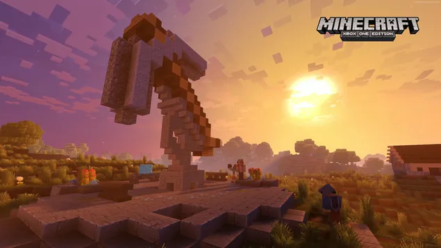 grafisk representasjon av den virtuelle verden tegnet med solen og himmelen til microsoft minecraft-videospillet nedlasting