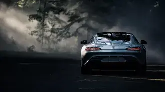 seryy mercedes benz amg vision v tumannom lesu skachat'