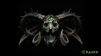 회색 razer 해골 그래픽 벽지 4K 배경화면