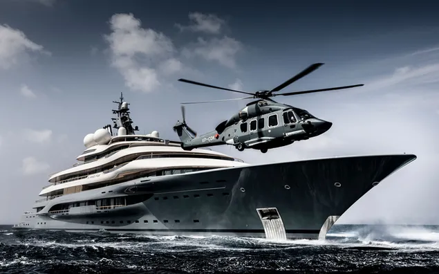 Gray superlux yacht and helicopter download