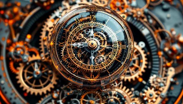 Harika görünümlü eski saat mekanizması 4K duvar kağıdı