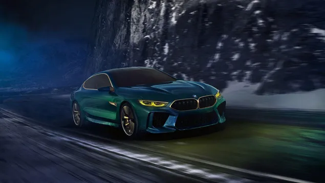 Zeleni BMW M8 u pokretu HD pozadina