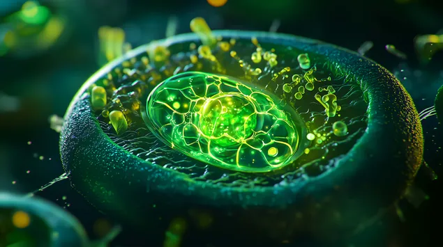 energia verda: vista microscopica de cloroplasts i organuls vegetals baixada