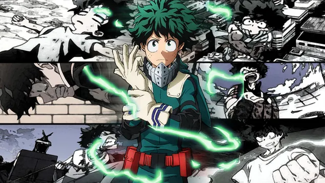 Grünhaariger männlicher Charakter aus der Anime-Serie My Hero Academia herunterladen