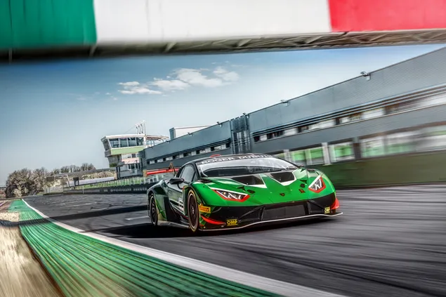Green Lamborghini GT3 4K wallpaper