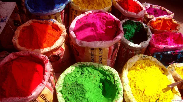 Peintures vertes, roses, rouges 2K fond d'écran