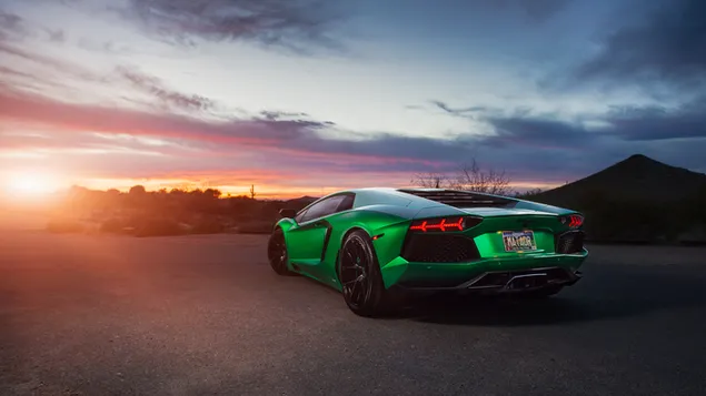 Groene Lamborghini Aventador