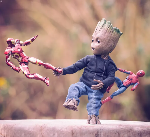 Groot was Playing With Toys Like Iron Man And Spider Man