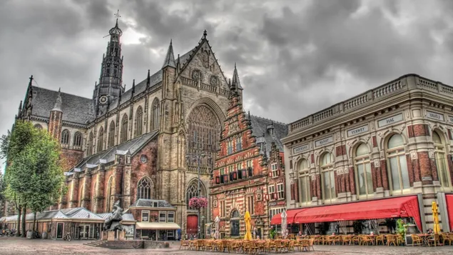 Grote kerk, kirke, katedral, hollandsk, haarlem, holland 2K tapet
