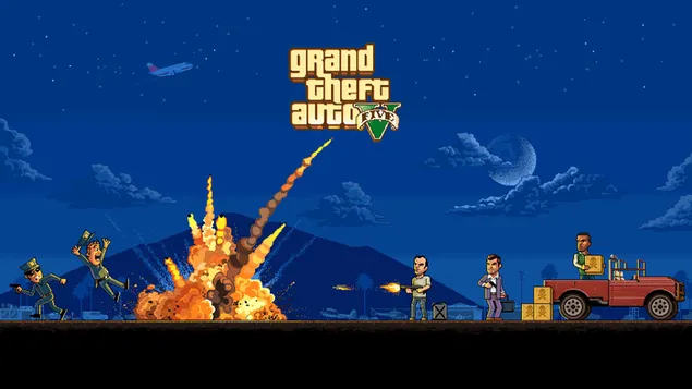 Seni digital GTA 5 4K kertas dinding