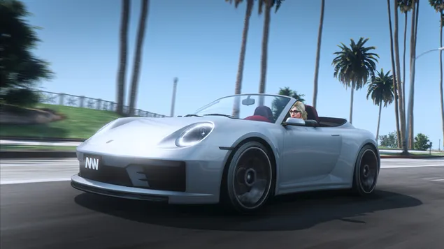 GTA 6 ต้นปาล์มและรถสปอร์ต 4K วอลเปเปอร์