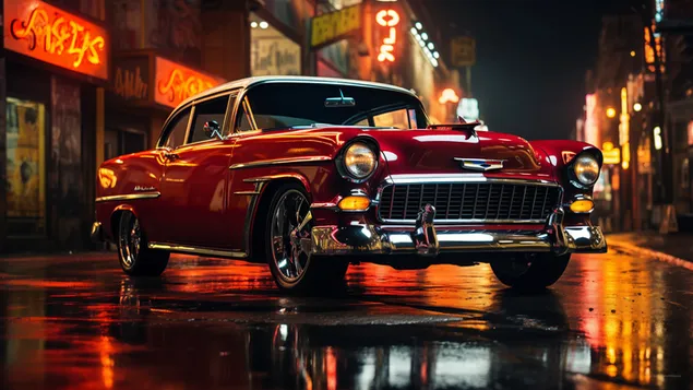 GTA 6 รถย้อนยุคสีแดง 4K วอลเปเปอร์