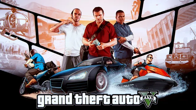 โปสเตอร์ GTA V (Grand Theft Auto) Rockstar Games 2K วอลเปเปอร์