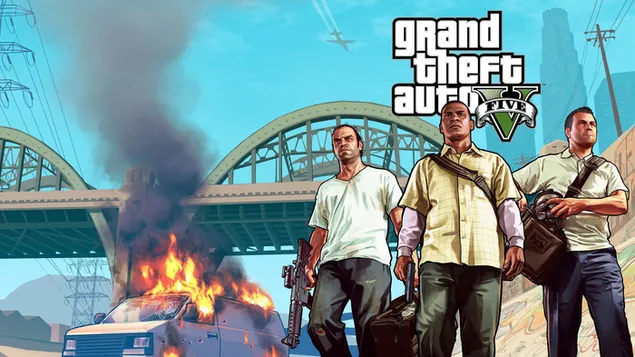 GTA V (แกรนด์ขโมยอัตโนมัติ) Rockstar Games 2K วอลเปเปอร์